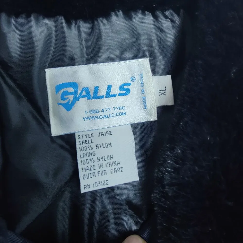 Vintage NWT NOS Galls Sz XL Police Security Bomber Jacket Navy Faux Fur Collar